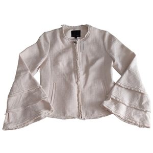NWT Banana Republic Size 4 Tweed Tiered Bell Sleeve Full Zip Blazer Jacket